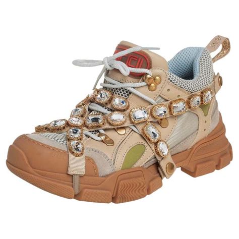 gucci shoes gold spikes|gucci flashtrek diamond.